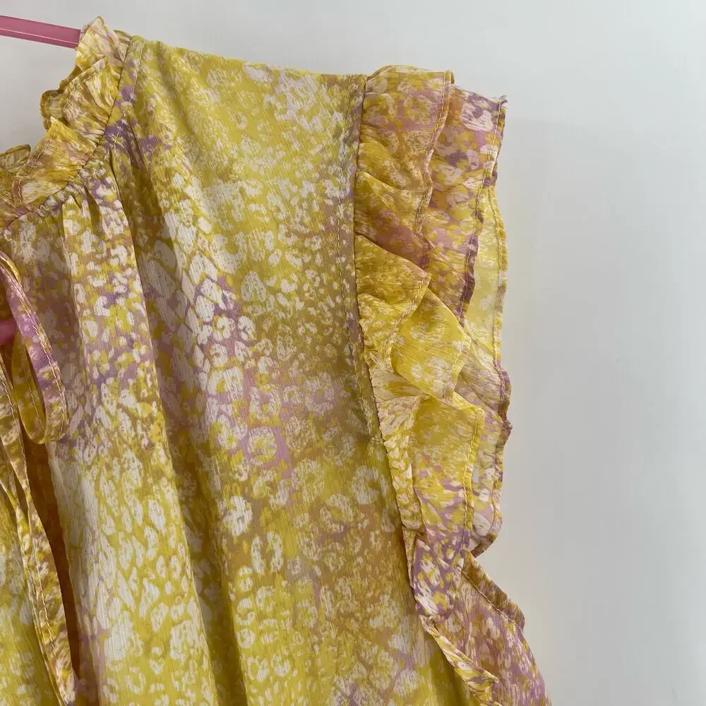 BB DAKOTA by Steve Madden Midi Dress Size Small Yellow Dream Girl Ruffles Light
